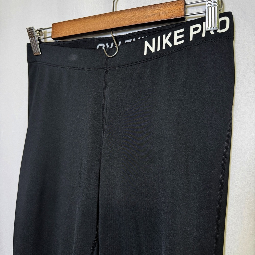Nike Pro Womens Black Athletic Training Legging Mesh Venting Compression Pants L